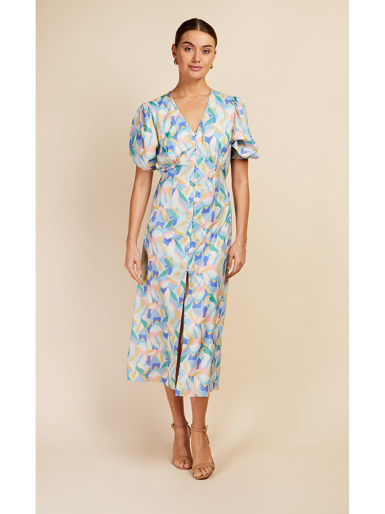 pastel print button front midi dress by vogue williams