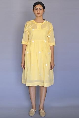 pastel yellow printed dress