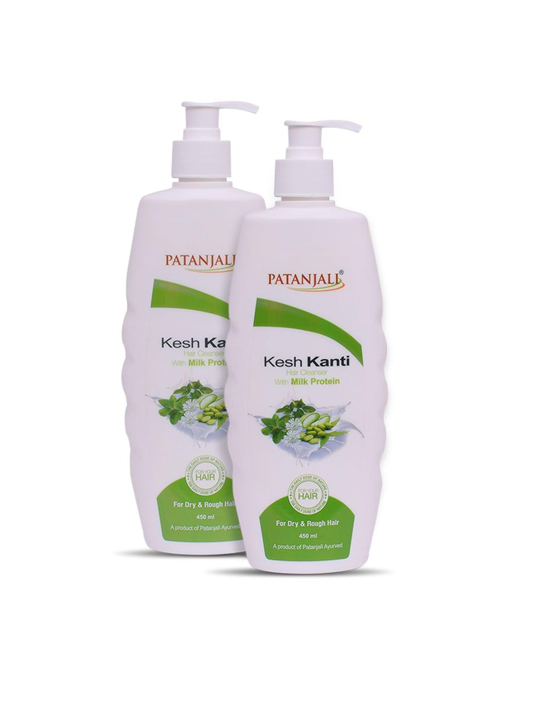 patanjali set of 2 kesh kanti hair cleanser with milk protein for dry hair - 450 ml each