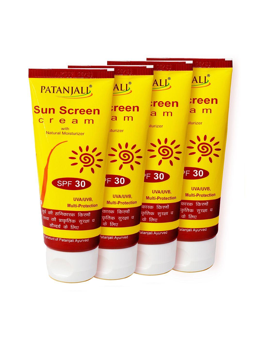patanjali set of 4 spf 30 sun screen cream with natural moisturiser - 50 g each