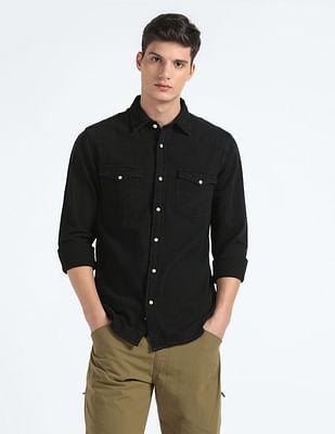 patch pocket solid shirt