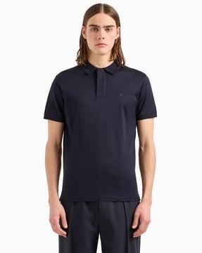 patch logo regular fit cotton polo t-shirt