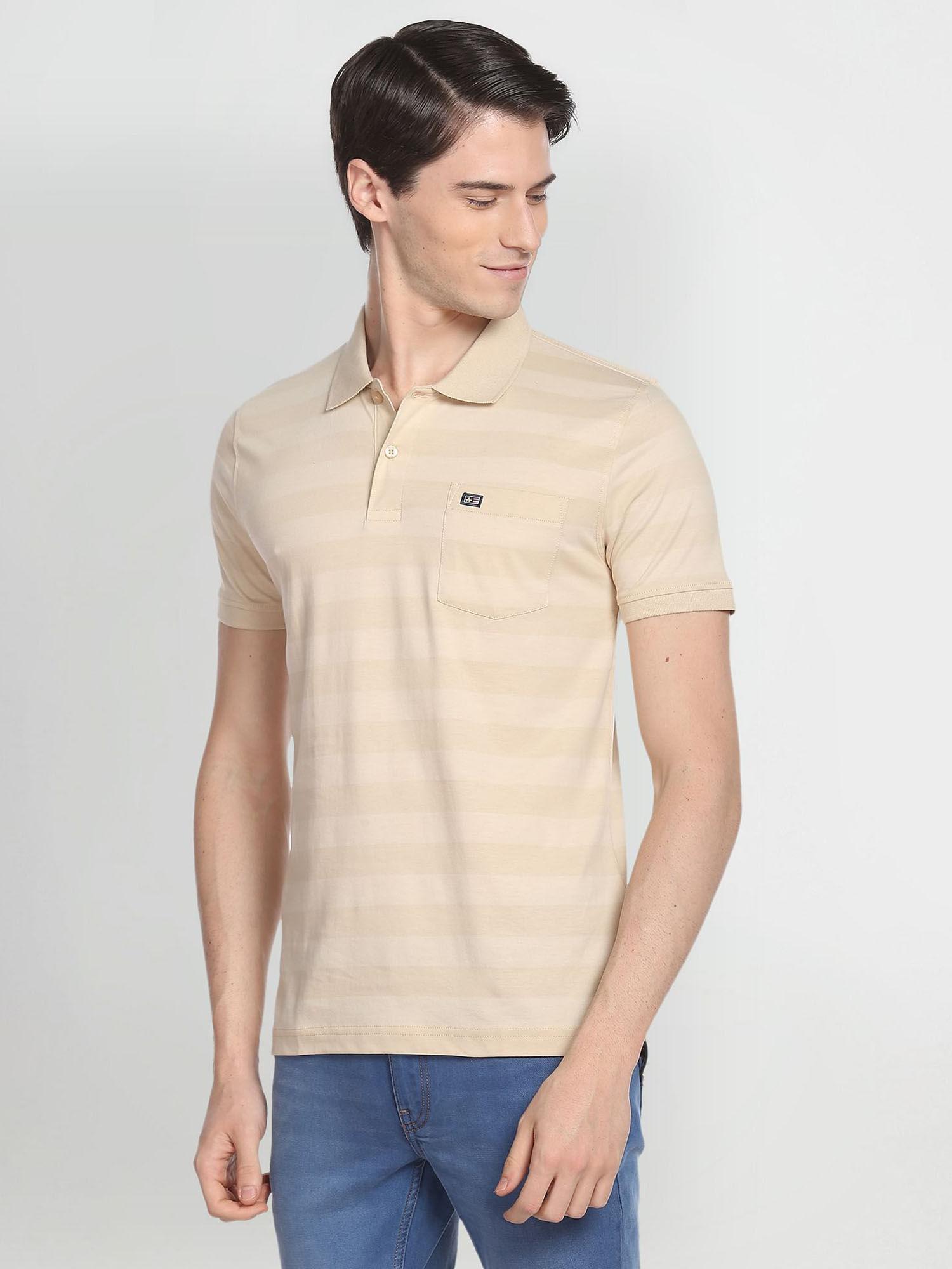 patch pocket horizontal stripe polo shirt