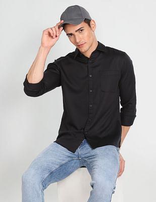 patch pocket solid shirt