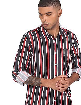 patch pocket striped casual shirt