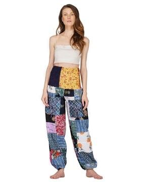 patch-work dhoti pants with elasticated waist