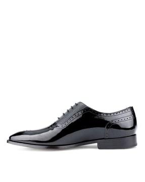 patent leather perforated oxfords