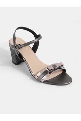 patent buckle women's casual sandals - gunmetal