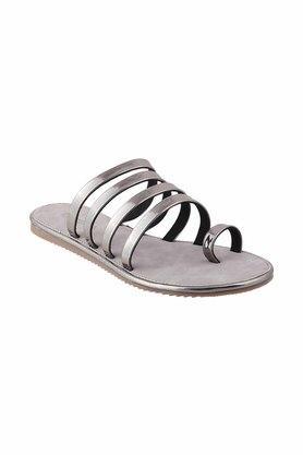 patent round toe slipon womens sandals - gunmetal