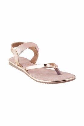 patent round toe slipon womens sandals - zinc