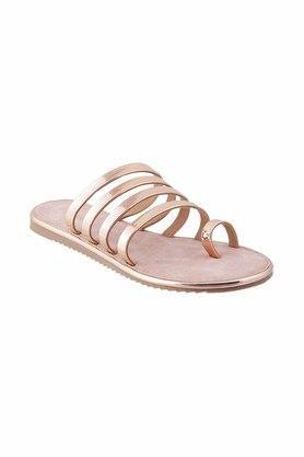 patent round toe slipon womens sandals - zinc