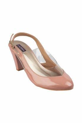patent slip on womens formal peep toes sandals - natural