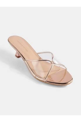 patent slipon party wear women's sandals - gold