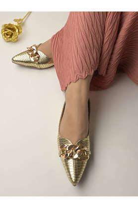 patent slipon women's casual ballerinas - gold