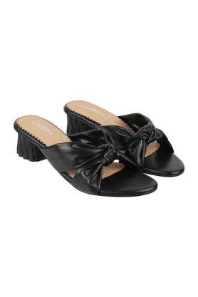 patent slipon women's casual wear heels - black