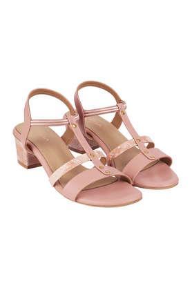 patent slipon women's casual wear heels - peach