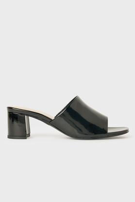 patent slipon women's casual wear open toes - black