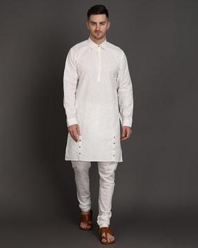 pathani kurta with button accent