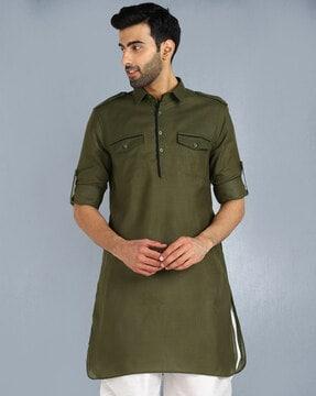 pathani kurta with spread collar