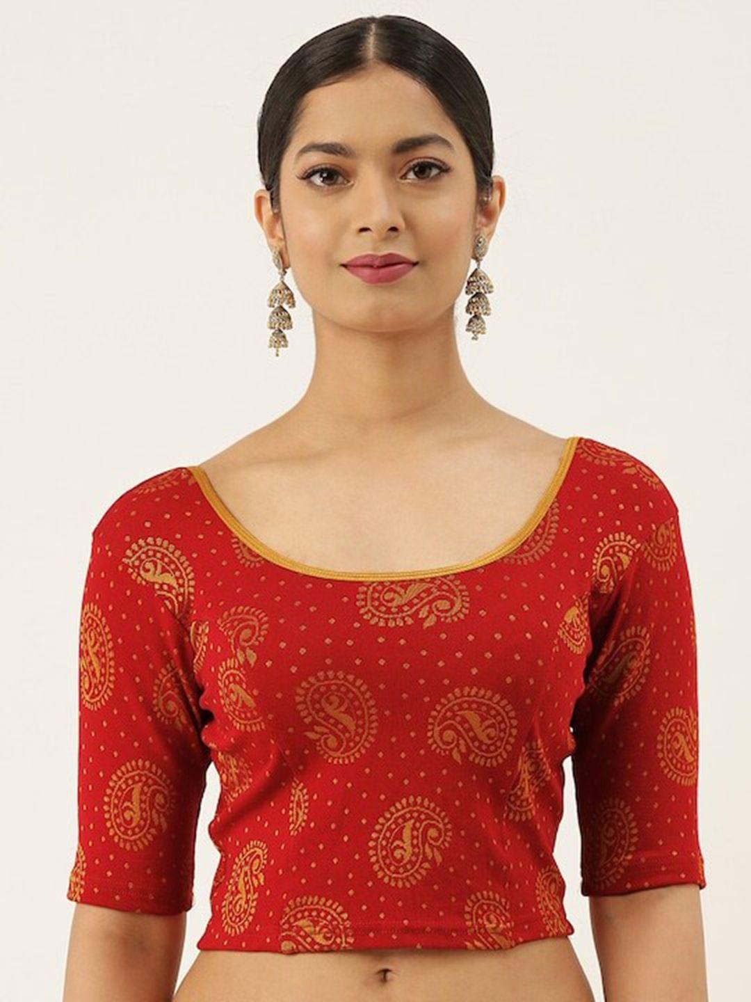 patlipallu printed cotton stretchable saree blouse