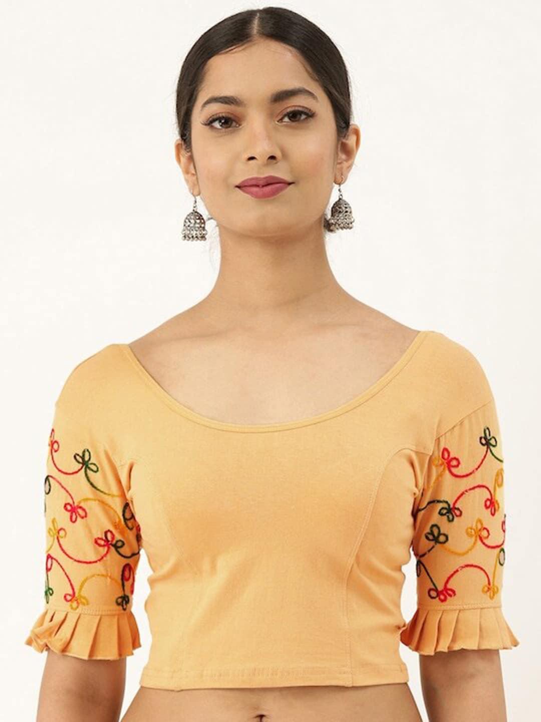 patlipallu stretchable ari worked cotton saree blouse