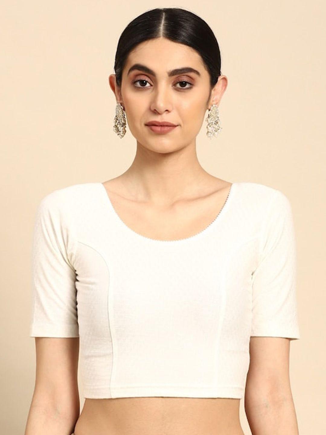 patlipallu woven-designed plen stretchable saree blouse