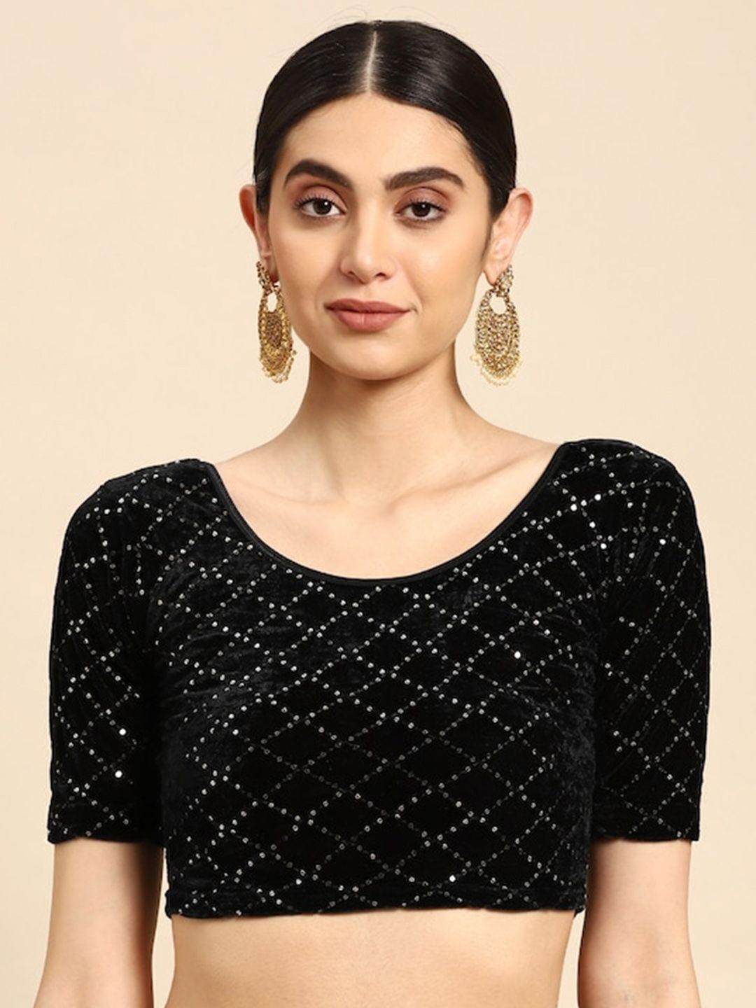 patlipallu stretchable sequence velvet saree blouse