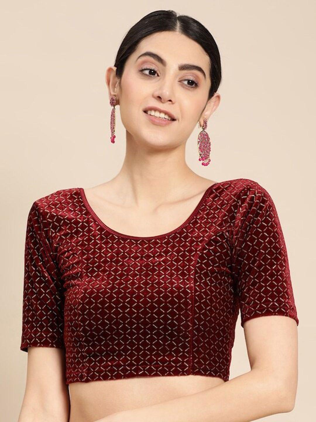 patlipallu swaroski worked velvet stretchable saree blouse