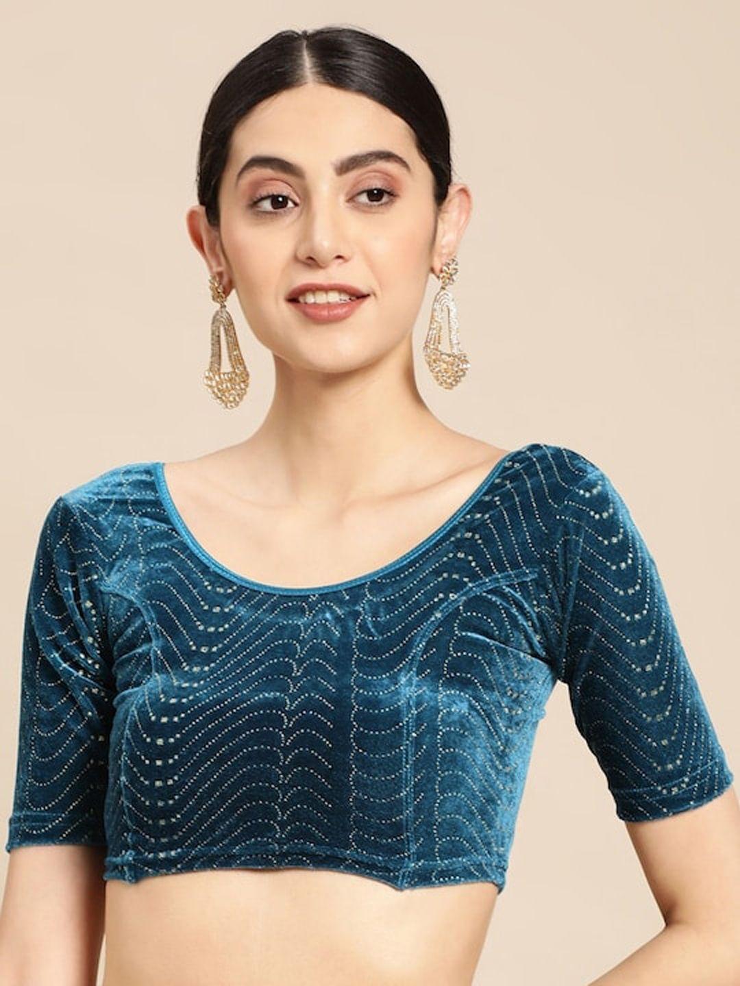 patlipallu swaroski worked velvet stretchable saree blouse