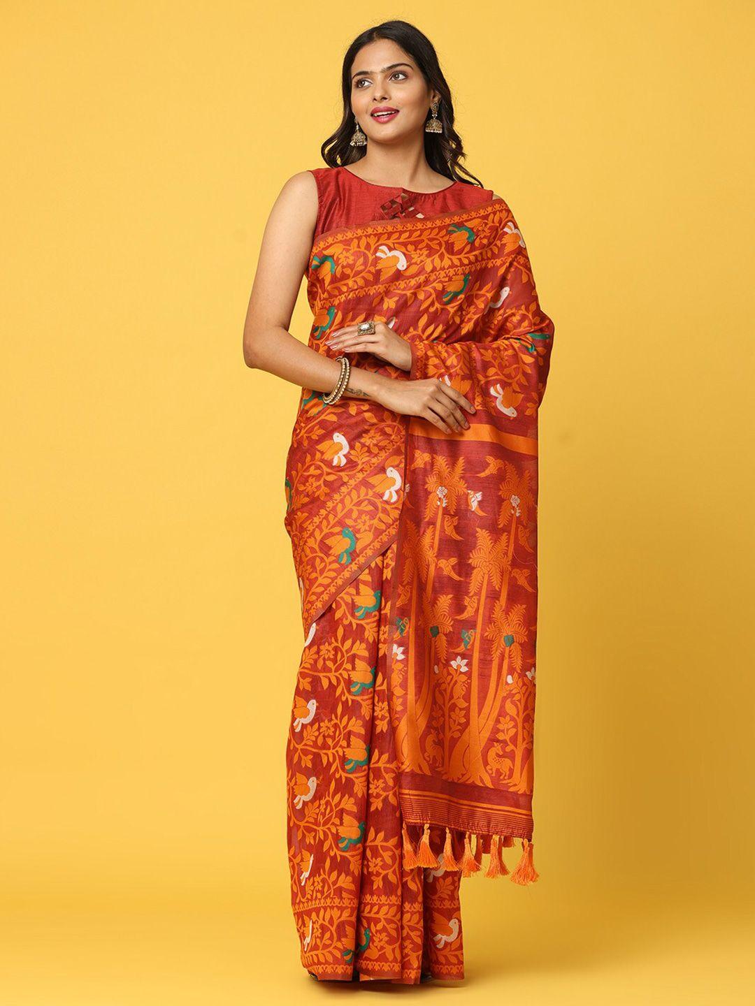 patlipallu woven design silk blend jamdani saree