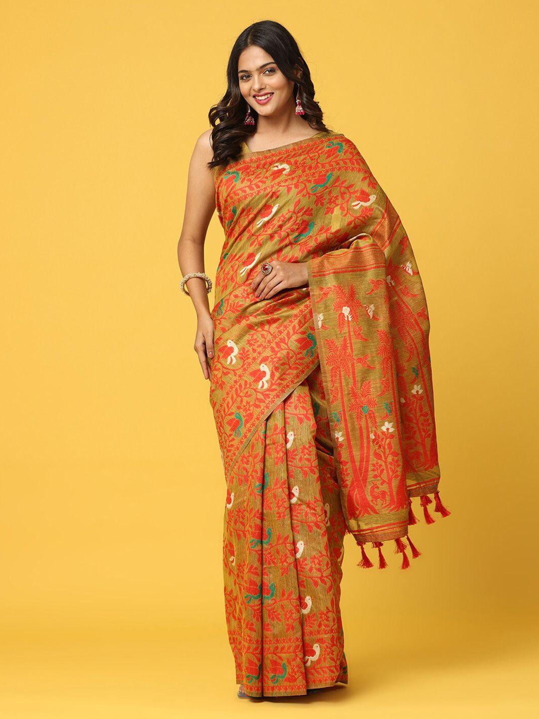 patlipallu woven design silk blend jamdani saree