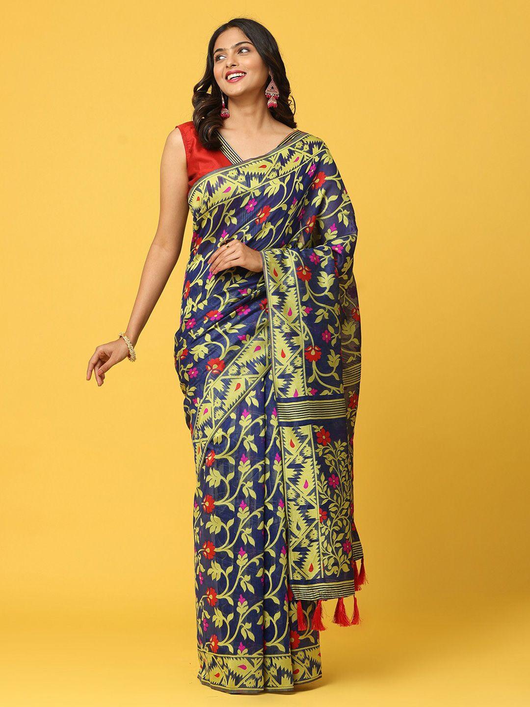 patlipallu woven design silk blend jamdani saree