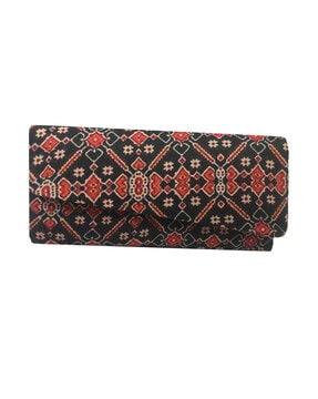 patola print multipurpose pouch with asymmetrical closure