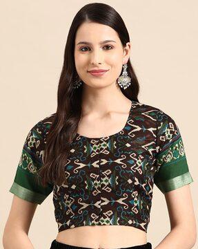 patola print front-open blouse