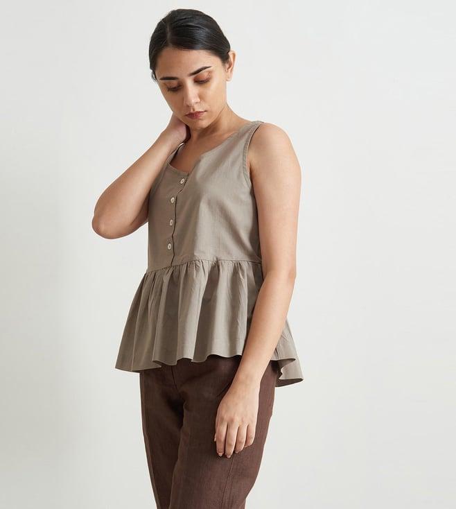 patrah grey kala cotton collection freestyle peplum top