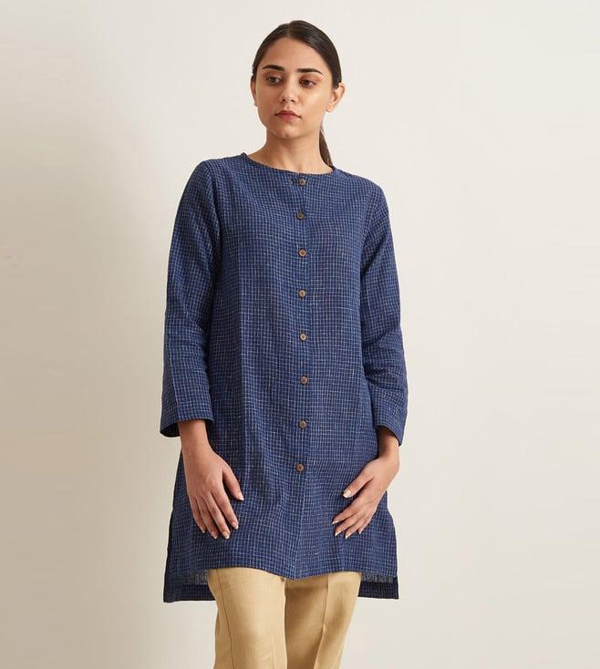 patrah indigo kala cotton collection shirt style tunic