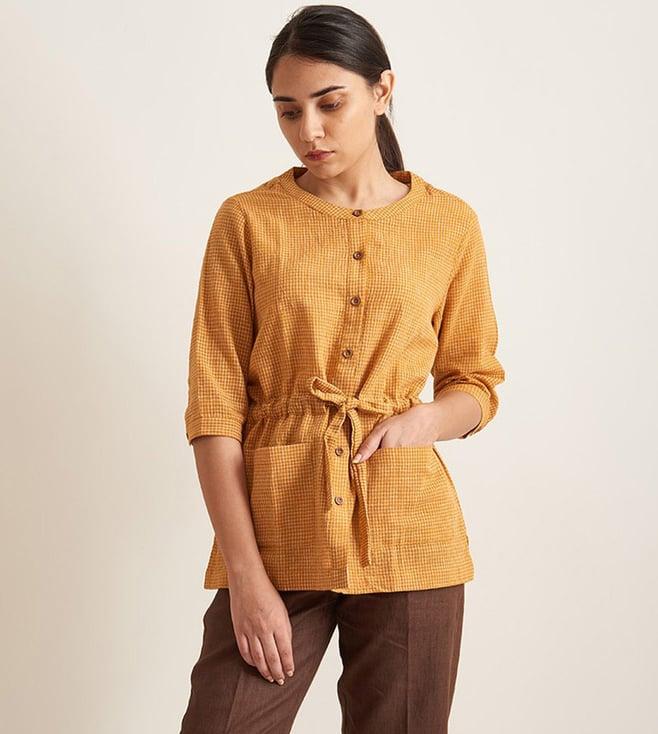 patrah ochre kala cotton collection utility drawstring jacket