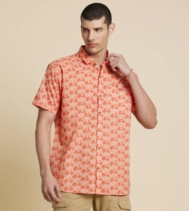 patrah peach nostalgia orange scooter printed shirt