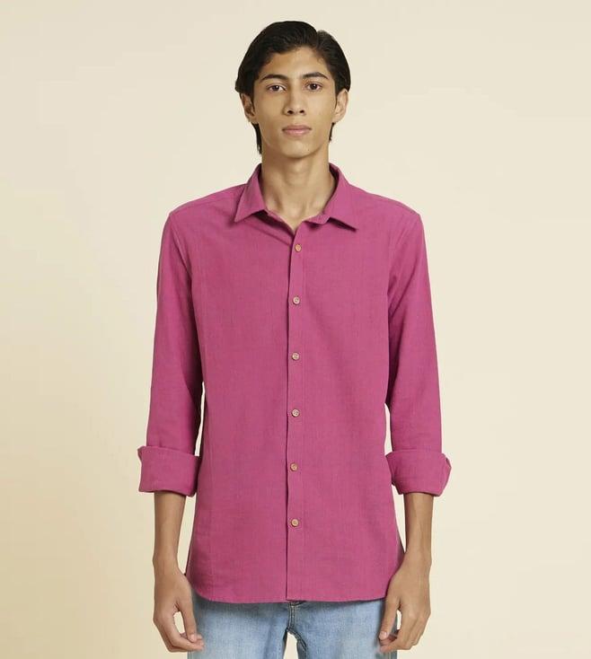 patrah pink khadivastra rose violet handloom shirt