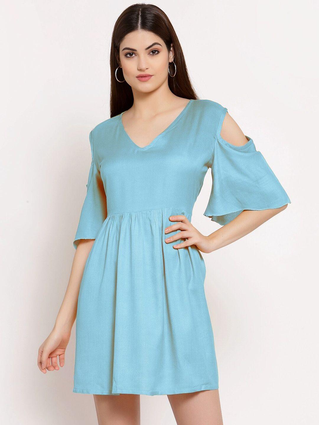 patrorna-cold-shoulder-fit-&-flare-cotton-dress