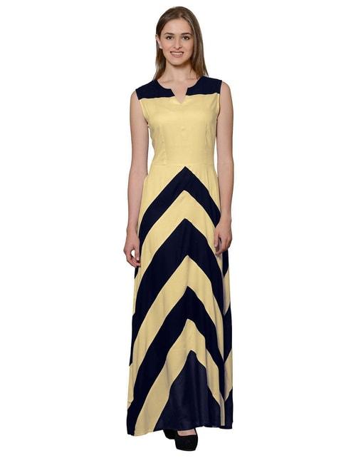 patrorna gold & navy color-block gown