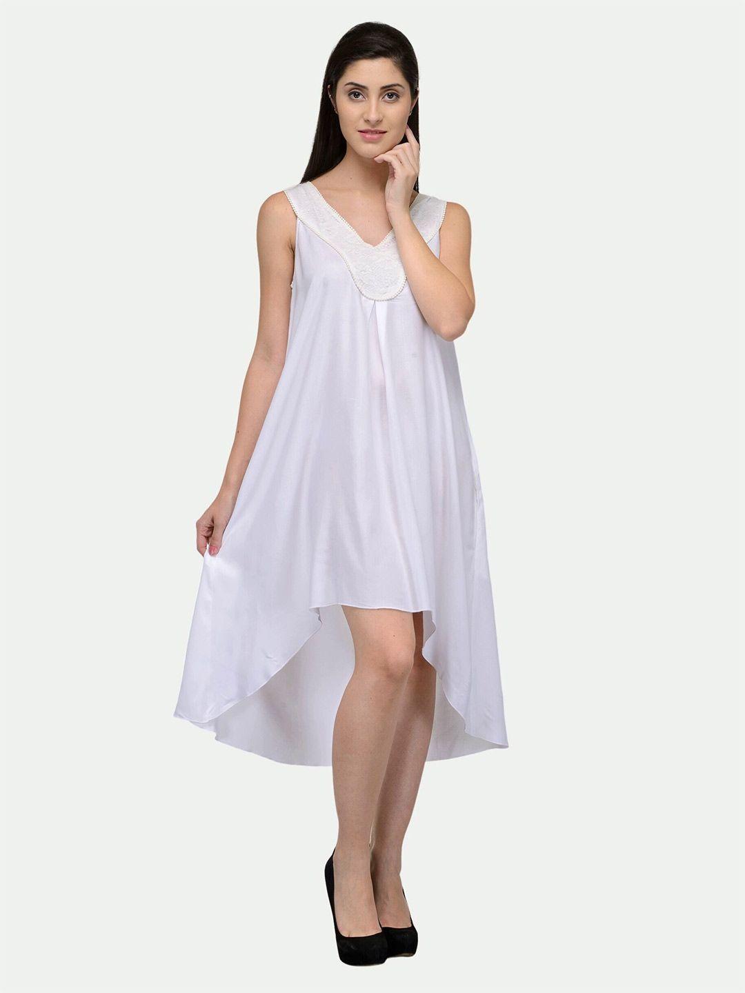 patrorna high-low hem cotton a-line midi dress