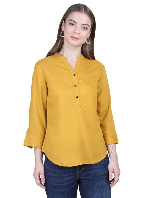 patrorna mustard regular fit tunic style top