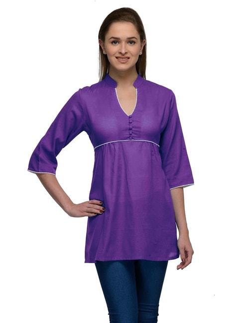 patrorna purple regular fit pleated tunic