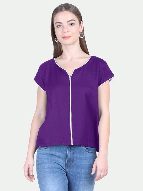 patrorna purple regular fit top