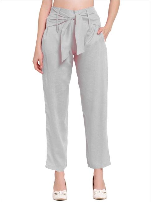 patrorna white high rise relaxed fit trousers
