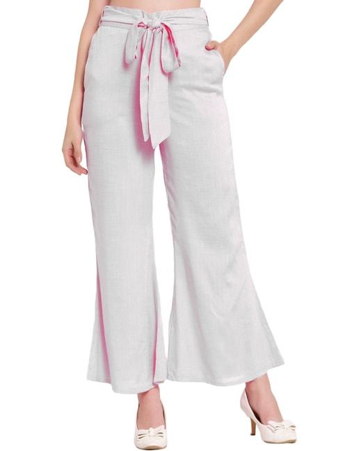 patrorna white mid rise relaxed fit bootcut trousers