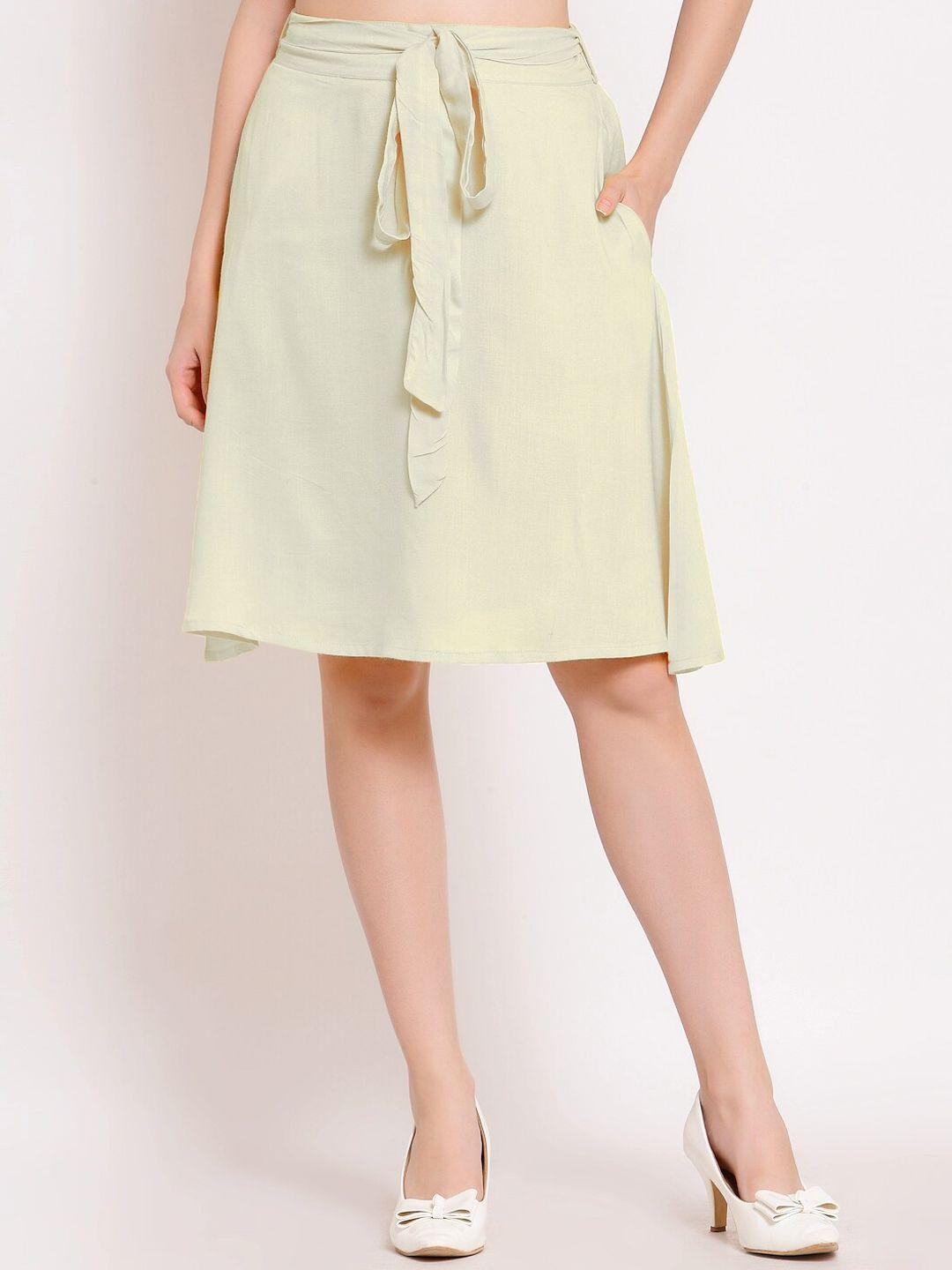 patrorna women off white solid a-line skirt