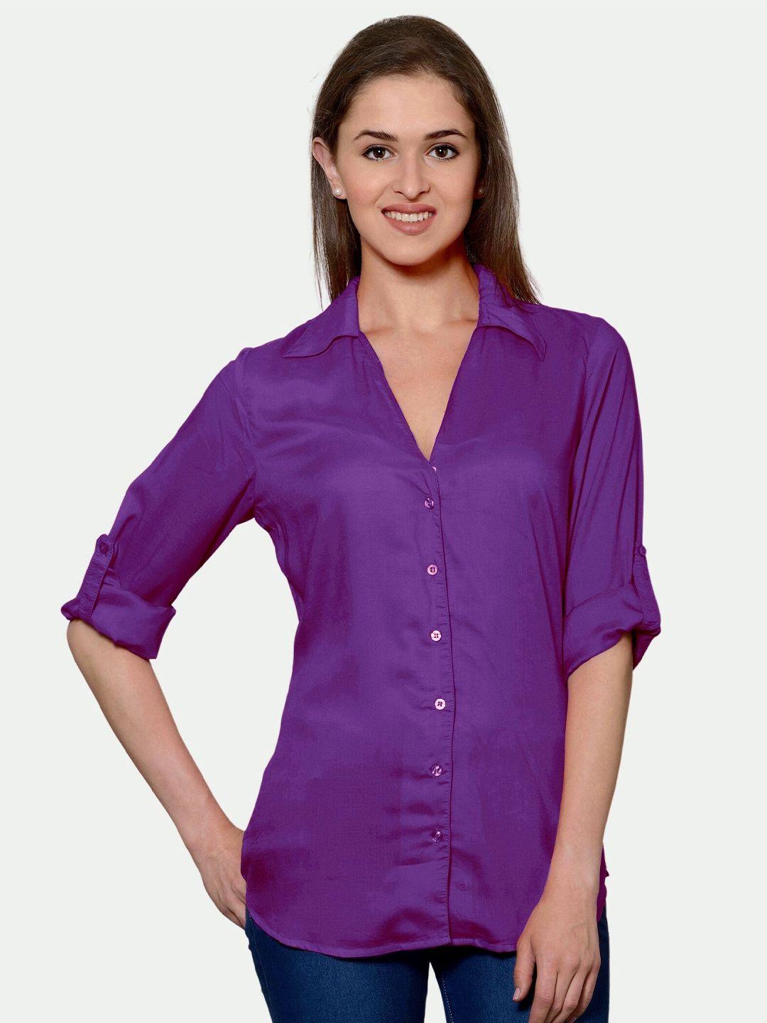 patrorna women purple comfort casual antimicrobial shirt