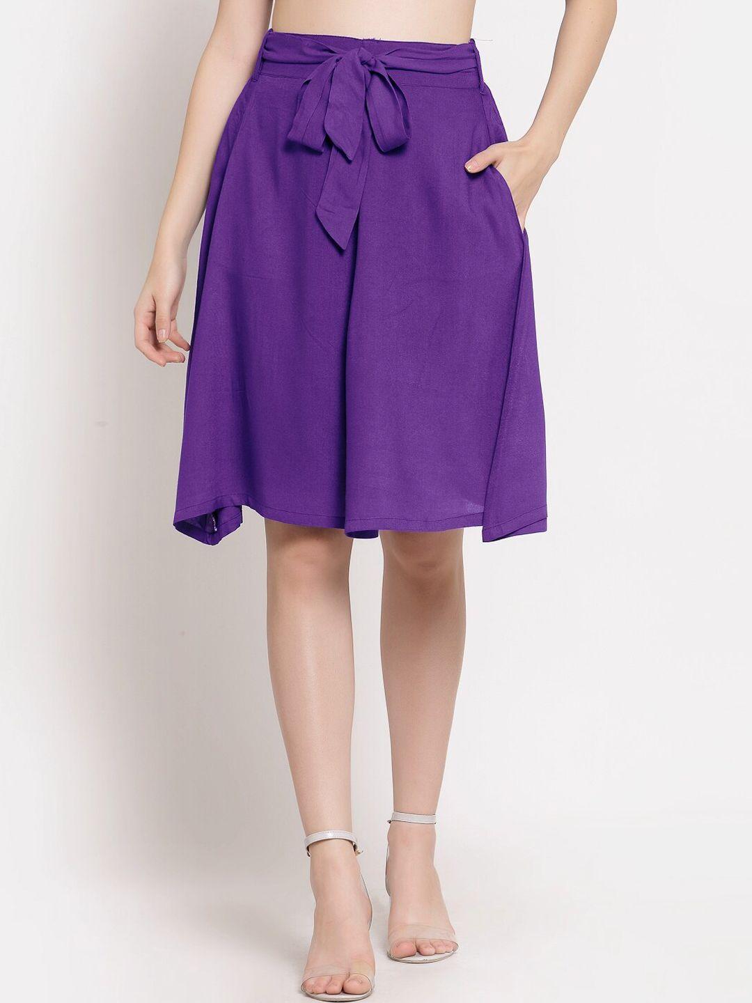 patrorna women purple solid a-line skirt
